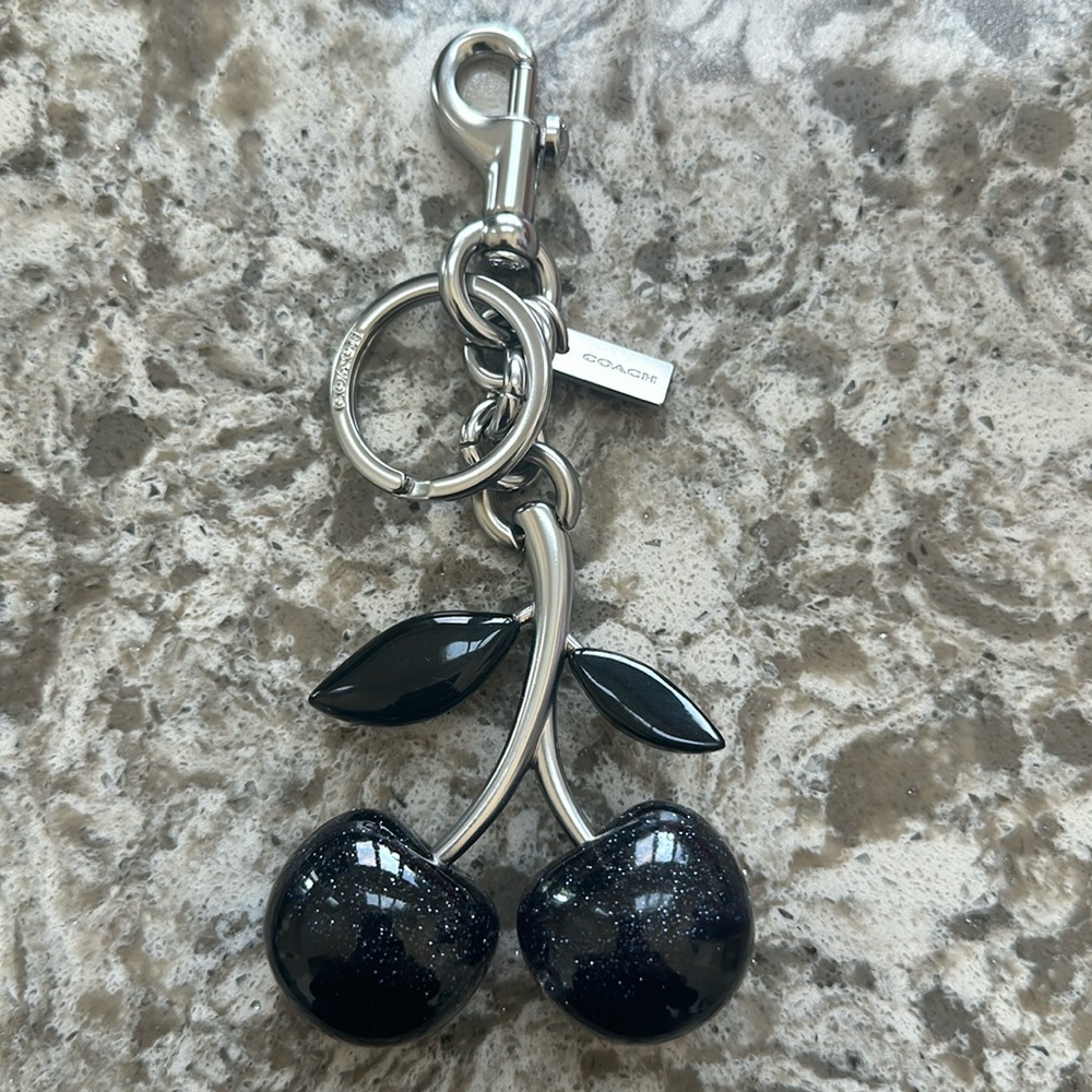 Coach Black & Silver Cherry Bag Charm